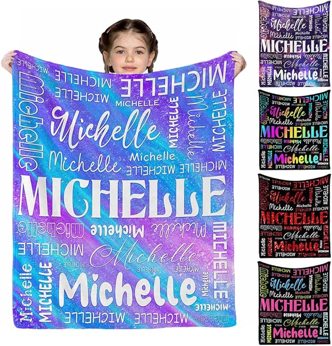 Customized Baby Blanket, Personalized Gifts Blanket with Name for Girl Customized Blankets Personalized Gifts Flannel Fleece Blankets