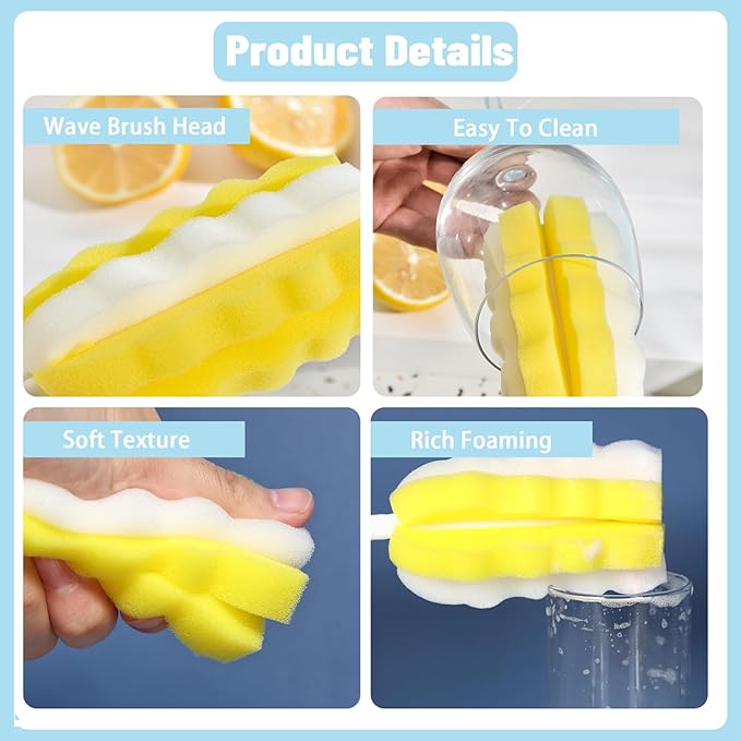 8PCS Bottle Brush Replacement Sponge Heads Environmental Protection Cup Cleaner Brush Sponge Replacement Heads Suitable for INVODA Sponge Bottle Brushes (8 Brush Heads)