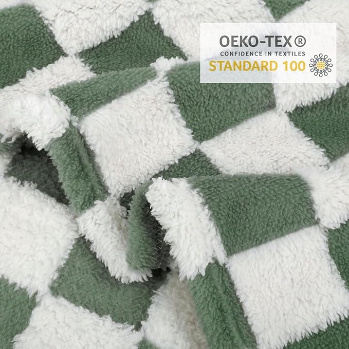 HOMRITAR Baby Blanket for Boys 3D Checkered Baby Blankets Soft Plush Warmer Fluffy Fleece Infant Toddler Newborn Receiving Blankets for Bed Crib Stroller All Season 30 x 40 Inch, Forset Green