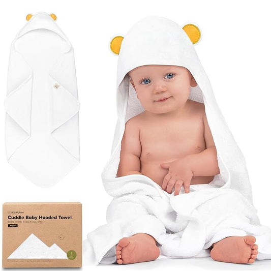 KeaBabies Hooded Baby Towel for Newborn - Viscose Derived from Bamboo Large Baby Bath Towels with Hood for Boys, Girls, Toddler, Extra Absorbent & Soft Newborn Bath Essentials (Bear, Regular)