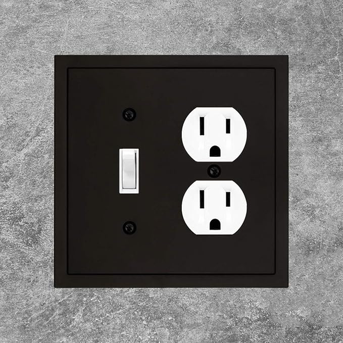 Modern Edge Decorative Wall Plate Switch Plate Outlet Cover, Durable Solid Zinc Alloy (Toggle/Duplex, Matte Black)