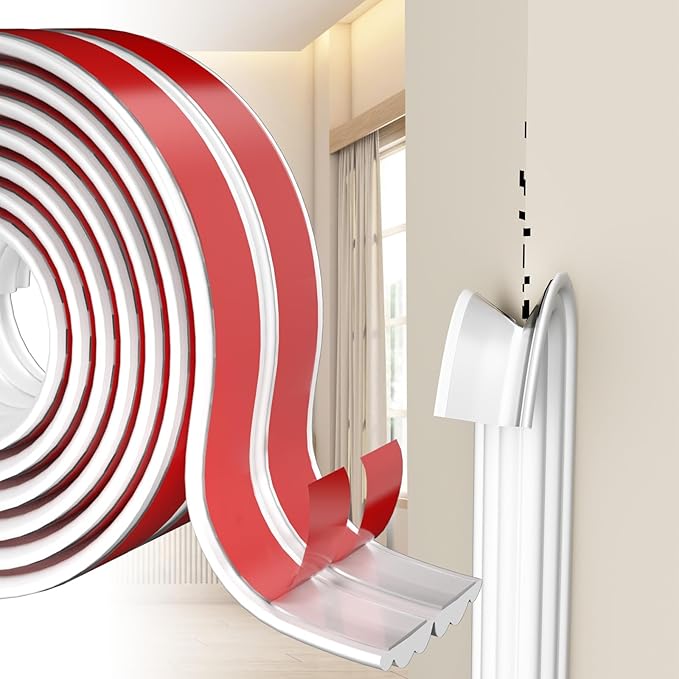 Wall Corner Protector Self-Adhesive Flexible – Durable Rubber, Furniture Edge Guard, Easy to Install, White, Prevents Wall Damage, Ideal for Home or Office Use