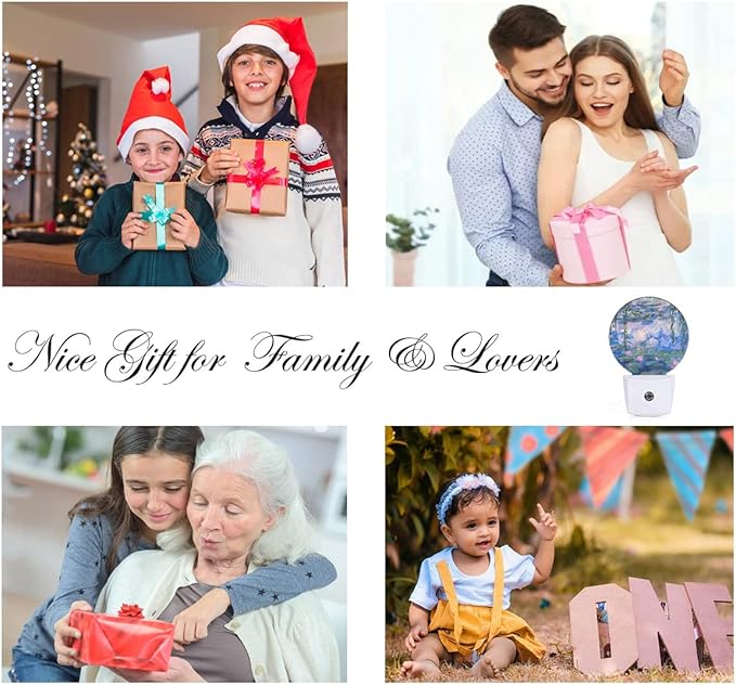 EKOBLA Summer Pond Flowers Night Light Monet Water Lilies French Impressionist Art Print Night Lights Plug into Wall for Girls Boys Room Nightlight Sleep Friendly