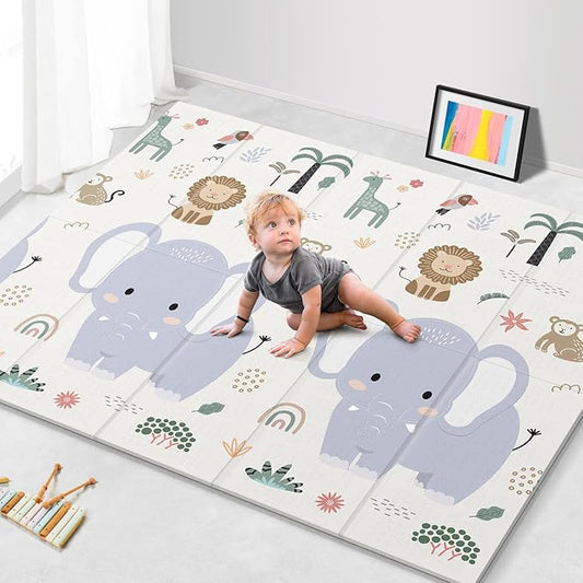 79x71 Extra Large Baby Play Mat for Floor, Foldable Foam Playmat for Babies 0-12 Months & Kids, Non-Toxic Waterproof Baby Mat for Floor, Thick Playpen Mat for Tummy Time Crawling