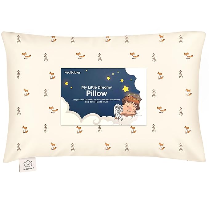 Toddler Pillow with Pillowcase - 13x18 My Little Dreamy Kids Travel Bed Pillows for Sleeping, Organic Cotton Small Pillowcase, Soft & Breathable, Machine Washable, Toddlers 2-5 years old (Fox Tales)