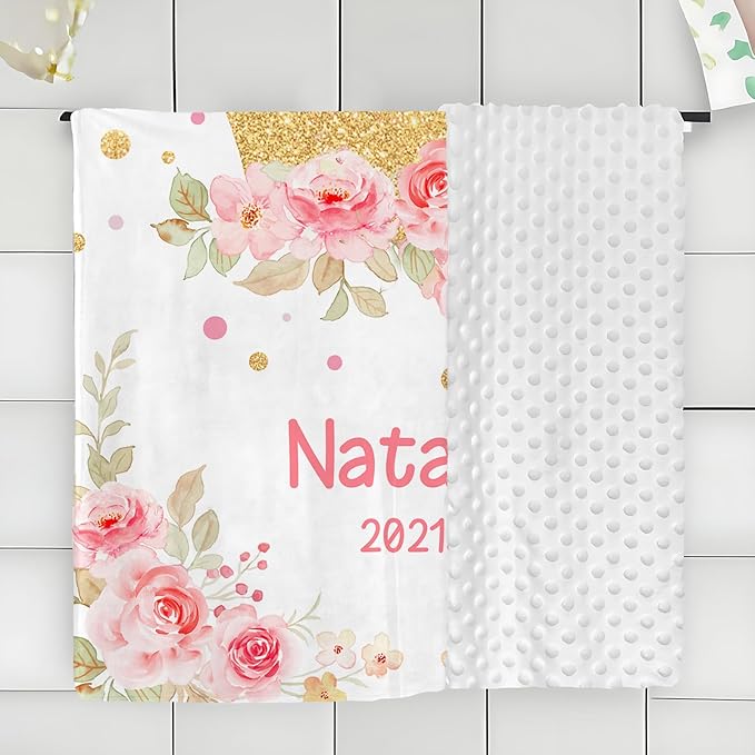 Personalized Baby Blankets for Girls & Boys - Super Soft Easter Blanket with Thick Double-Layer Dotted Backing, Personalized Baby Gifts for Baby Shower from Grandma (Crown, Customize Now)