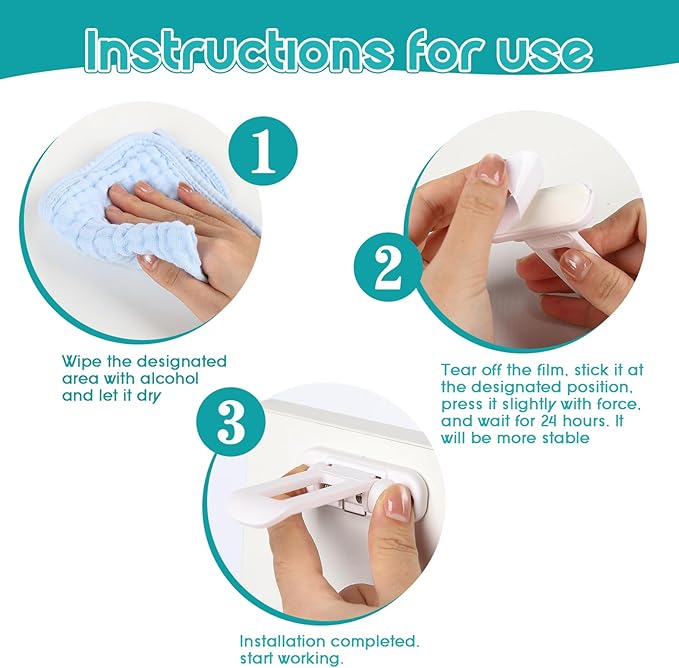 11Pcs Upgraded Cabinet Locks Baby Proofing -Invisible Foldable baby proofing cabinets-child locks for cabinets and drawers Easy Installation/No Need for Drilling (white-11)