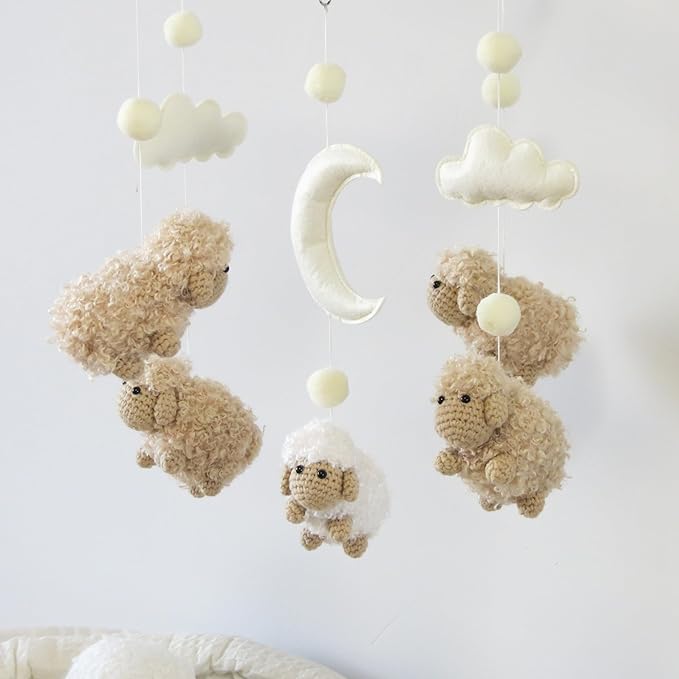 Sheep Mobile for Crib Baby Mobile Sheep Crib Mobile Nursery DéCor White