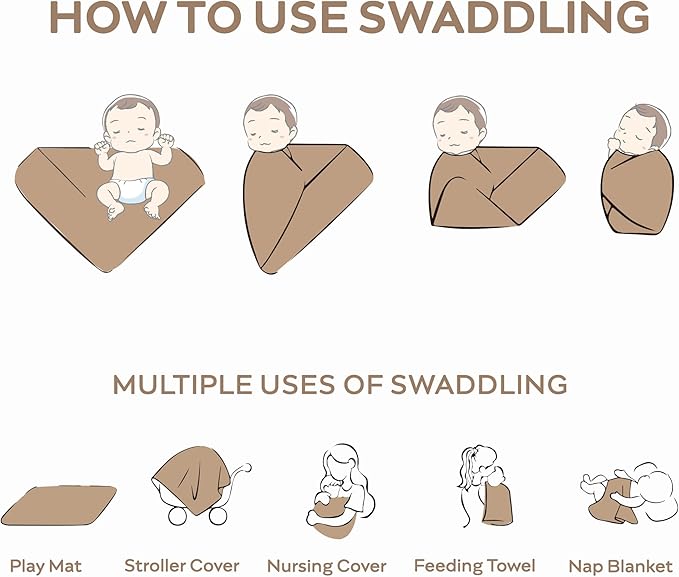 JELLYMONI Muslin Swaddle Blankets for Unisex, 2 Pack Newborn Receiving Blanket, Large 47 x 47 inches Soft Breathable Muslin Baby Blanket for Newborn Boys & Girl