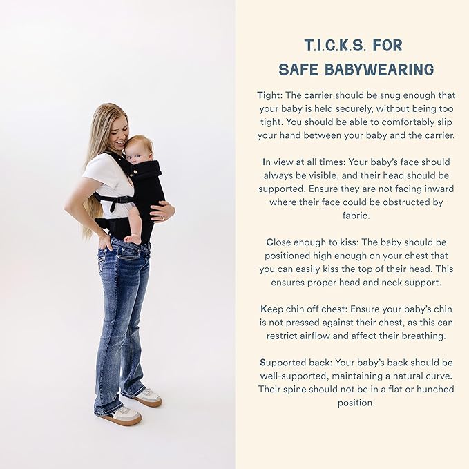 Ava & Oliver Essential Baby Carrier – Ergonomic, Hip-Healthy Soft Structured Carrier for Infants & Toddlers (7–35lbs) - Front and Back Carry, Breathable Fabric, Stylish & Lightweight (Black)