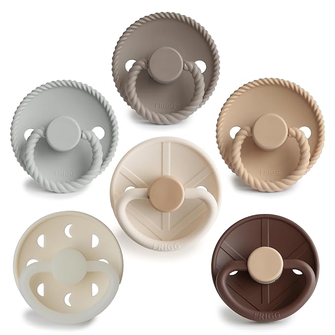 FRIGG SilkySoft Silicone Baby Pacifier 6-Pack Earthy Wonder | Made in Denmark | BPA-Free (0-6 Months)