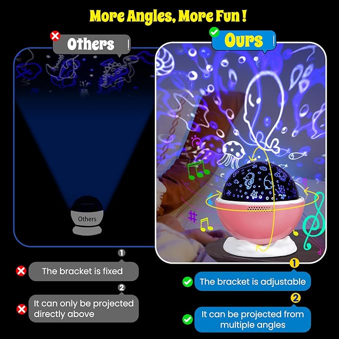 Night Light Projector, Night Light for Kids, Star Projector, 54 Light Color 360 Degree Rotation Kids Night light, Rechargeable Lamp for Bedroom, Light Projector Birthday Christmas Gifts for Boys Girls