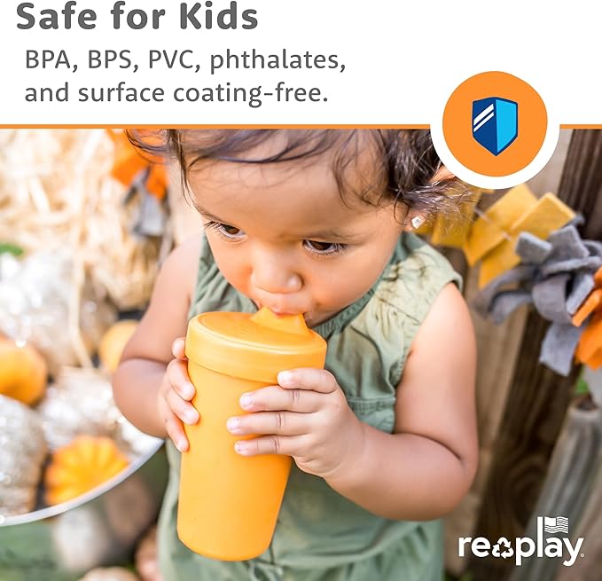 Re-Play Sippy Cups for Toddlers - 10 Oz. Reusable Spill Proof Cups for Kids, Dishwasher/Microwave Safe - Made in USA - Set of 4-3.13" x 6.25" - Mermaid