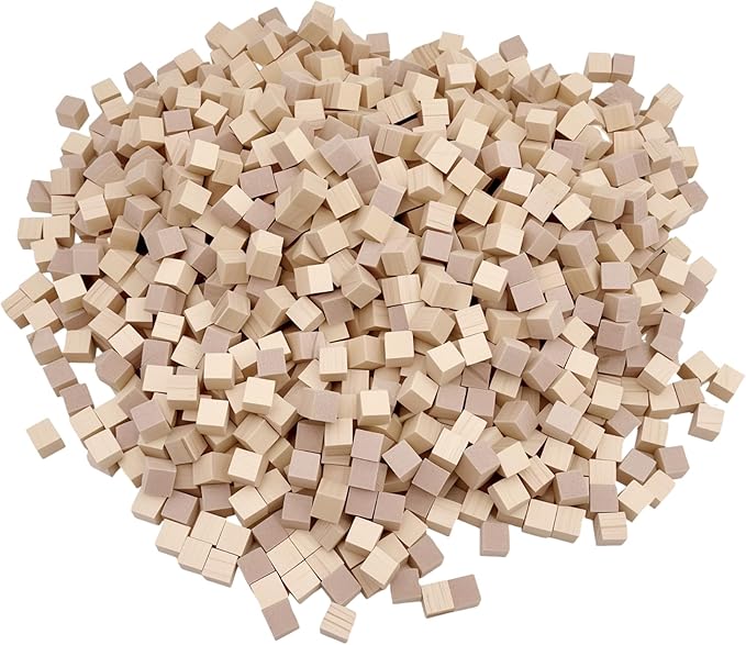 1cm Wood Blocks for Crafts, 500Pcs Unfinished Wood Cubes, Natural Pine Small Wood Square Blocks, Wooden Cubes for Arts Crafts and DIY Projects ﻿