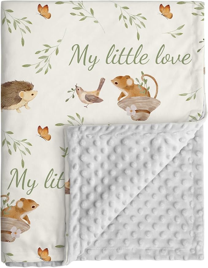 Baby Blankets for Newborn - Nursery Minky Blankets Super Soft for Boys Girls, Infant Toddler Blanket with Double Layer Dotted Backing for Baby Crib Stroller, 30 x 40 Inch, Animal World