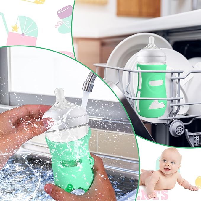 BUSOHA 4 Pack Silicone Sleeves for Avent Baby Bottles - Anti Breakage Baby Bottle Holder for Avent Natural Glass Baby Bottles,Compatible with Avent Baby Bottle,8oz