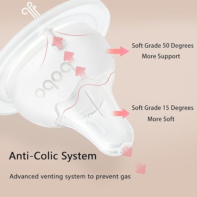 YOHKOH Baby Bottle Nipples for Wide Neck Bottles, 100% Natural Feel Silicone Nipples, BPA-Free (9m+, LL, 4 Counts)