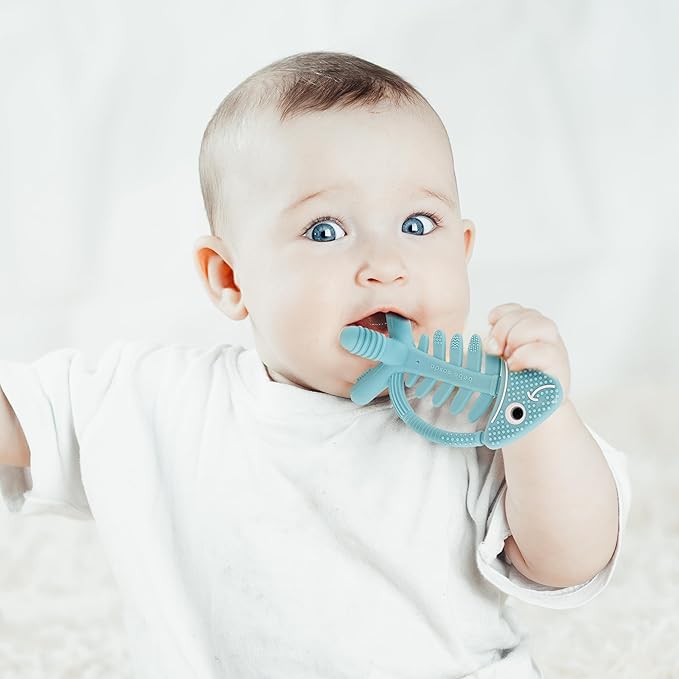3in1 Infant Toys, Baby Teething Toys 0-3-6-12 Months, Teethers for Babies 3-6 6-12 Months for Teething Relief, Gifts, Silicone, Sensory, Baby Toys 0-6 Months,USA Patent Pending,Coral Fish