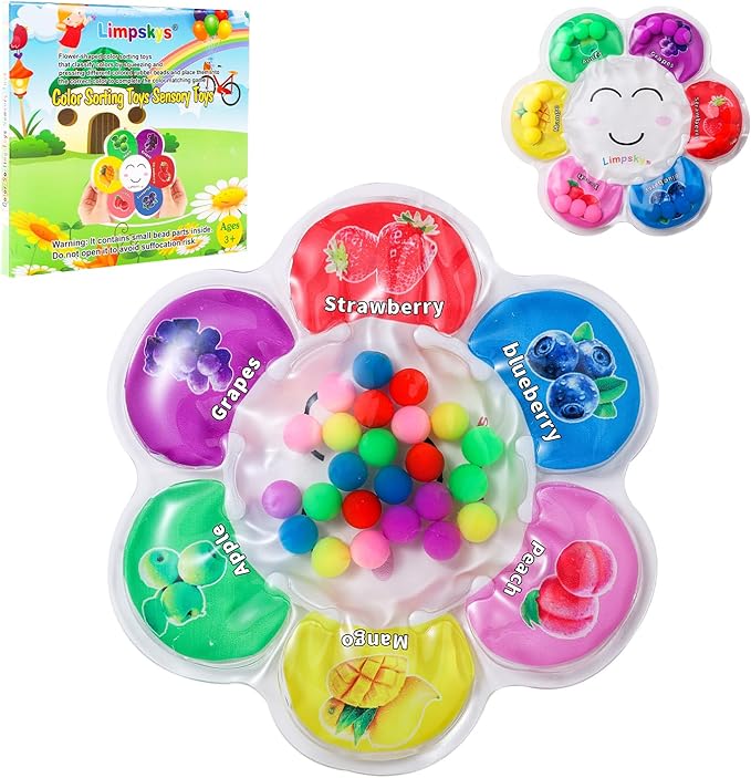 Limpskys Sorting Toys, Color Sorting Sensory Toys, Sensory Toys for Toddlers, Autism Toys for Toddlers 3-4, Quiet Fidget Toys,Color Matching Game (Multicolor-Fruit)