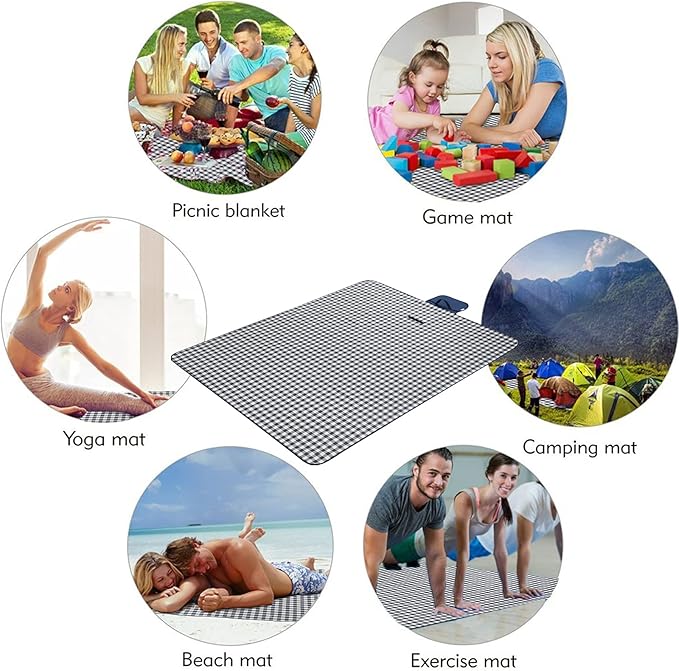 Beach Blanket Extra Large Picnic Mat Sand Free Waterproof Camping Blanket Easy Fold Carry Portable Travel Blanket Play Mat for Outdoor Indoor Hiking Festival BBQ Park Grass Lawn