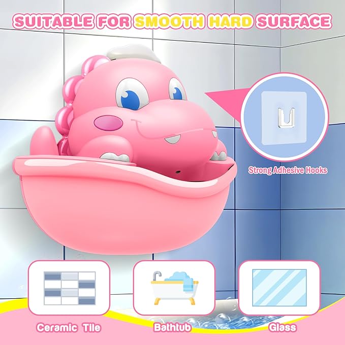 Dinosaur Baby Bath Toys Light Up Bath Bubble Machine with Colourful Light Bathtime Shower Bath Toys for Kids Ages 1-3 4-8 Birthday Gift Easter Basket Stuffers for Toddler Boys Girls