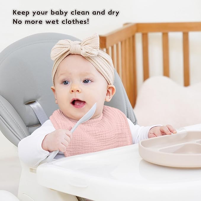 Susurration Muslin Baby Bibs 8 Pack Bandana Drool Bibs, Soft Square Adjustable Baby Drooling Bibs for Unisex Girls & Boys