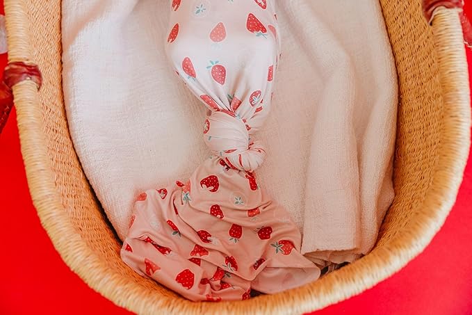 Copper Pearl Baby Swaddle Blanket - Wearable Premium Knit Baby Blanket, Large Soft Stretchy Receiving Blankets for Baby Boy and Girl, Swaddles for Newborn, Infant, and Toddler (Strawberry)