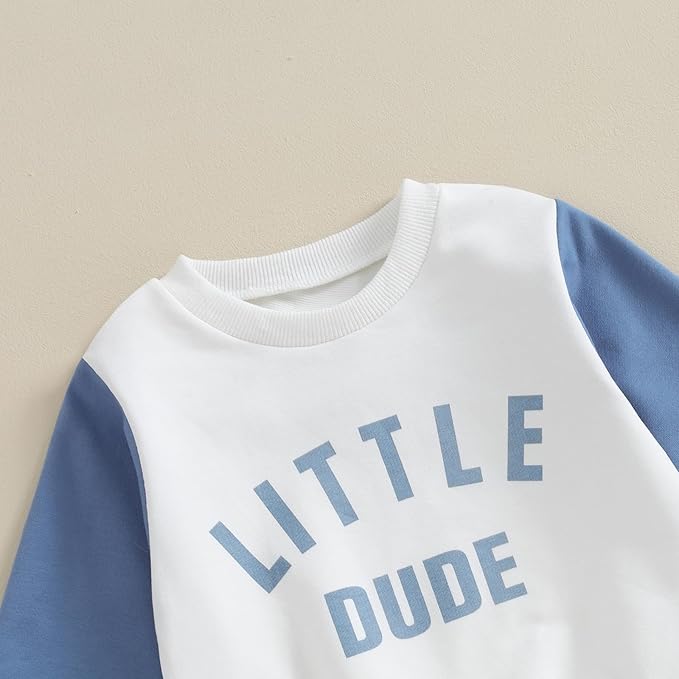 Kupretty Toddler Baby Boy Fall Winter Clothes Color Block Long Sleeve Sweatshirt Pullover Tops + Joggers Pants Outfit Set