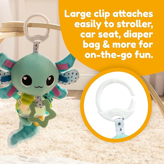Lamaze Clip On Car Seat and Stroller Toy - Alise The Axolotl - Crinkle Car Seat Toys and Stroller Toys - Sensory Toys for Babies - Baby Gifts and Toddler Stocking Stuffers - Ages 0 Months and Up