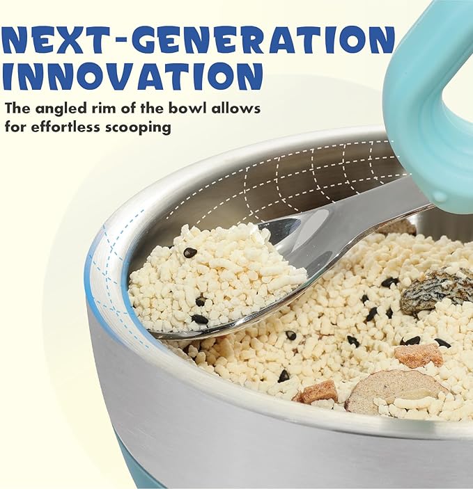 MR. CHOU Suction Baby Bowl Set with Spoon & Fork, Double-Wall 18/8 Stainless Steel Toddler Bowls with BPA Free Airtight Lids, Food Grade Infant Self-Feeding Bowl, First Stage Led Weaning Supplies Blue