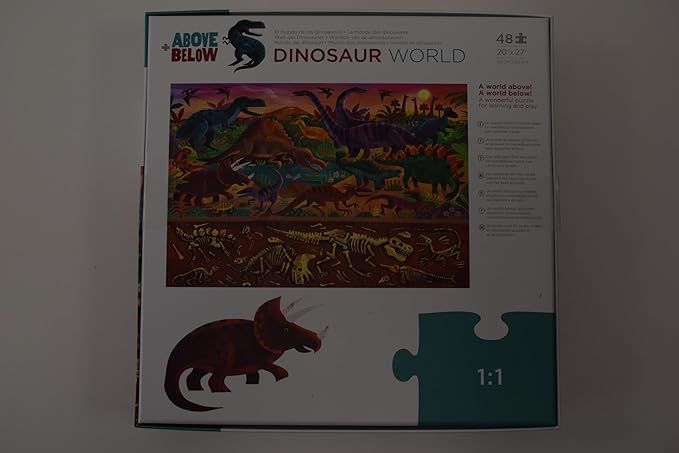 Crocodile Creek Above + Below 48-Piece Jigsaw Floor Puzzle - Fun Floor Puzzles for Kids Ages 4-8 - Dinosaur World - 27 x 20 inches Finished