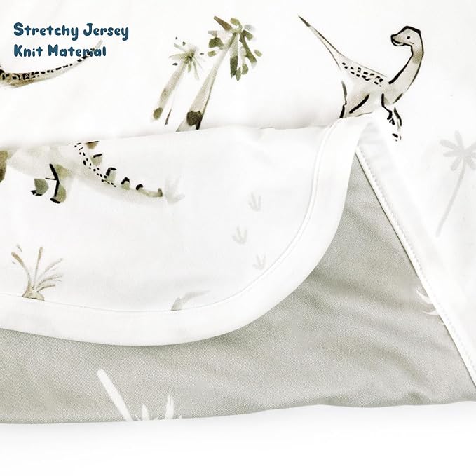 GRSSDER Baby Blankets Super Soft Stretchy Jersey Swaddle Blanket 2 Pack for Girls and Boys, Double Layer Reversible Receiving Blankets 34 x 44, Extra Large for Swaddling, Dinosaurs