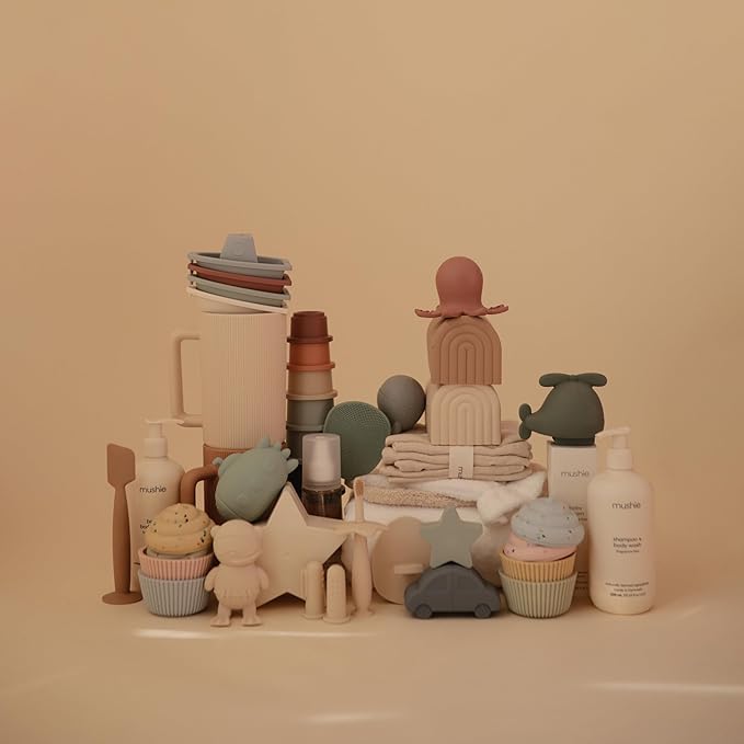 mushie Sealife Bath Toys Play Set for Toddlers | 100% Food Grade Silicone | Mold Free, Pack of 4