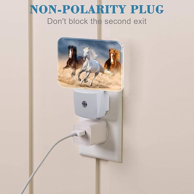 Horse Running in Desert Night Light Plug into Wall, Cool Horse Night Light with Dusk to Dawn Sensor for Kid Girls Boys Women Men Room, Hallway, Kitchen, Bathroom, Stairs Decor