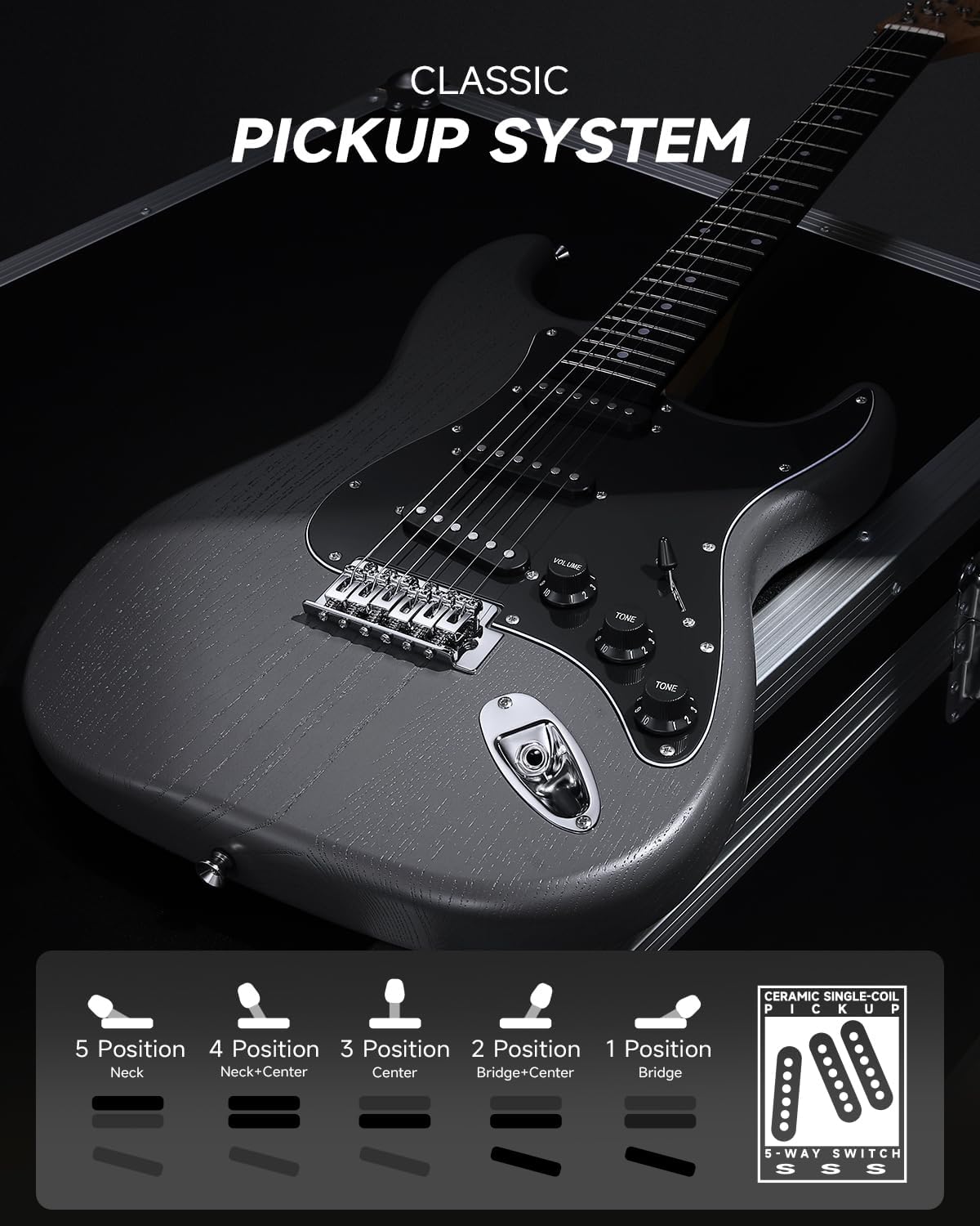 DONNER DST-80 Electric Guitar 39” Beginner Electric Guitar Kit with Amp, Classic SSS Pickup Complete with Gig Bag, Tuner, Capo, Strap, Picks, and Free Online Lessons