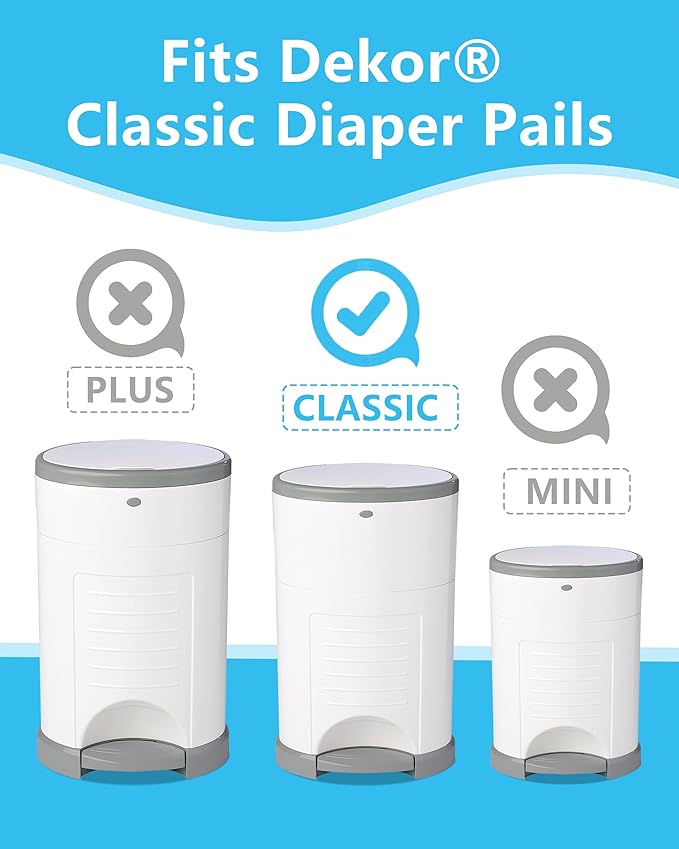 HIDALIFE Refills Compatible with Dekor Classic Diaper Pails, Disposable Diaper Trash Bags, Extra Thick Diaper Pail Refill Liners, Hold Up to 3960 Diapers (8 Pack)