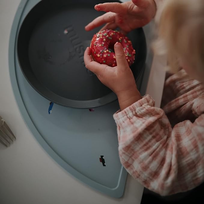 mushie Silicone Placemat for Kids | BPA-Free Non-Slip Design (Retro Cars)