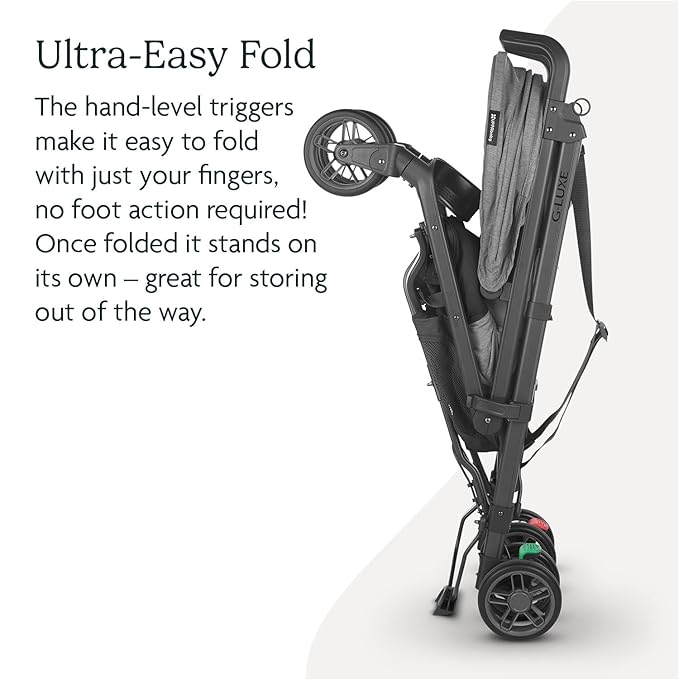 UPPAbaby G-Luxe Umbrella Stroller/Lightweight Design for Easy Travel/One-Step Fold + Recline/XL Basket + Canopy/Cup Holder Included/Greyson (Charcoal Mélange/Carbon Frame)