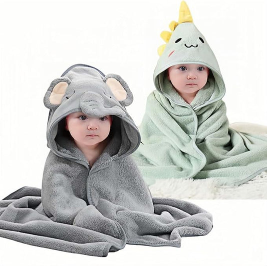 2 Pcs Baby Hooded Towels,31 x 31 in Baby Washcloths, Infant Super Soft Baby Bath Towels with Hood for Toddlers1-3,Highly Absorbent Viscose Hooded Towel for Boys, Girls, Newborn Essentials