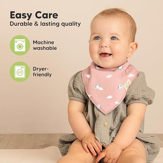 8-Pack Organic Baby Bandana Bibs for Girls - Super Absorbent Triangle Baby Bibs for Drooling and Teething Infant, 100% Cotton Extra Soft for Newborn, Infant 0-36 Months (Dreamers)