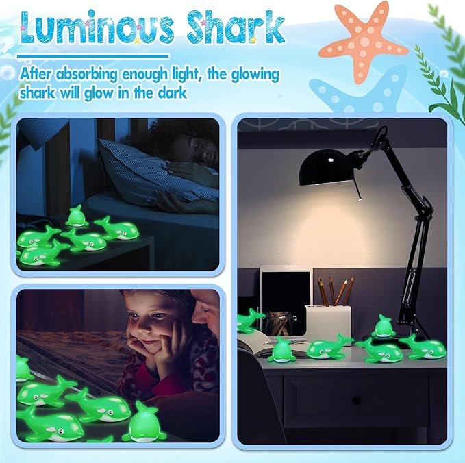 HyDren 48 Pcs Glow in The Dark Rubber Whale Bulk Squeaky Rubber Whale Luminous Mini Sea Animal Toys Bathtub Favors for Classroom Operation Christmas Basket Stuffers Child Gift Bulk(Black)