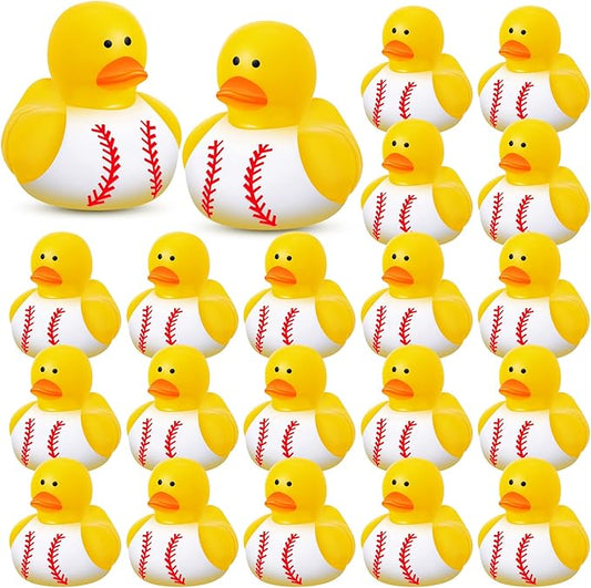 Deekin 24 Pcs Rubber Duck 2 Inch Bulk Sport Party Favors for Birthday Party Decorations Club Player Gift (Baseball)
