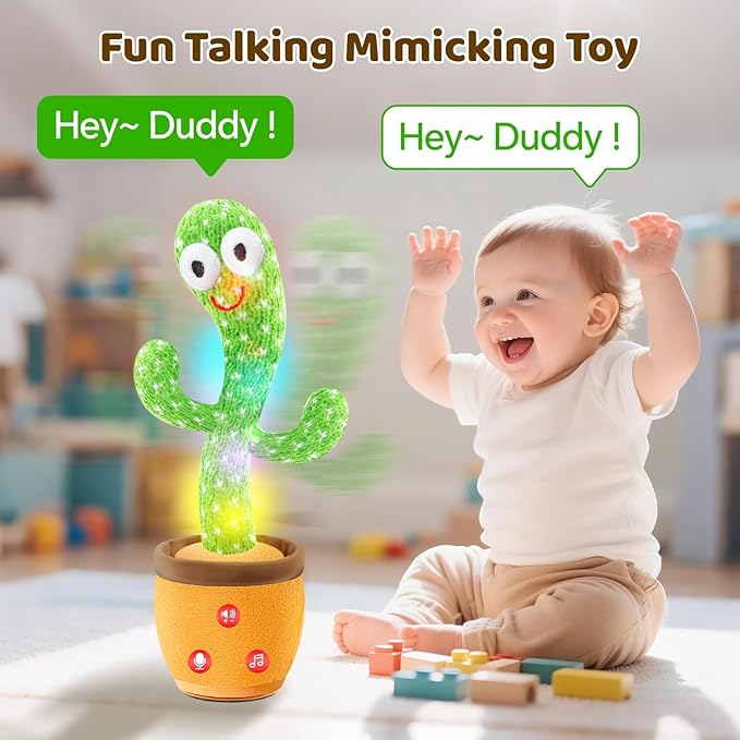 Talking Cactus Toys for Baby,Dancing Singing Cactus Mimicking Toy Gifts for Infant Kids Boys Girls Easter Basket Stuffers with 120 English Songs,Adjustable Volume,Recording Repeating,Green