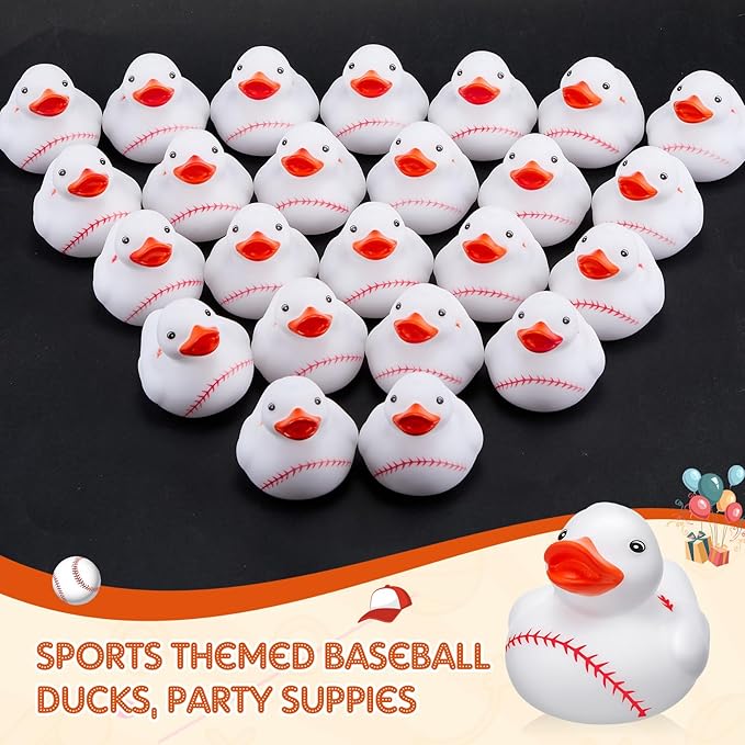 Deekin 50 Pcs Rubber Duck 2 Inch Bulk Sport Party Favors for Birthday Party Decorations Club Player Gift (Baseball)