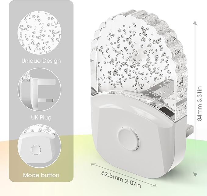 DORESshop 8-Color RGB LED Night Light Plug into Wall, 4Pack Color Changing Dusk to Dawn Night Light for Bedroom, Kids Room, Gift