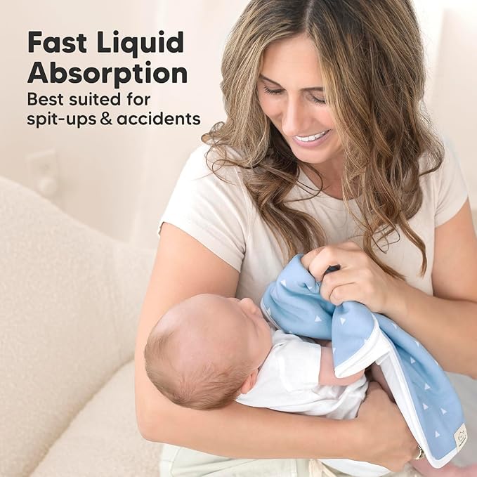 Organic Burp Cloths Baby Boy & Girl - 5-Pack Super Absorbent Cotton Burping Cloths for Babies, Soft & Plush Newborn Spit Up Rags, Infant Towels for Milk Spit Up, Unisex, Large 21" x 10" (Adventurer)