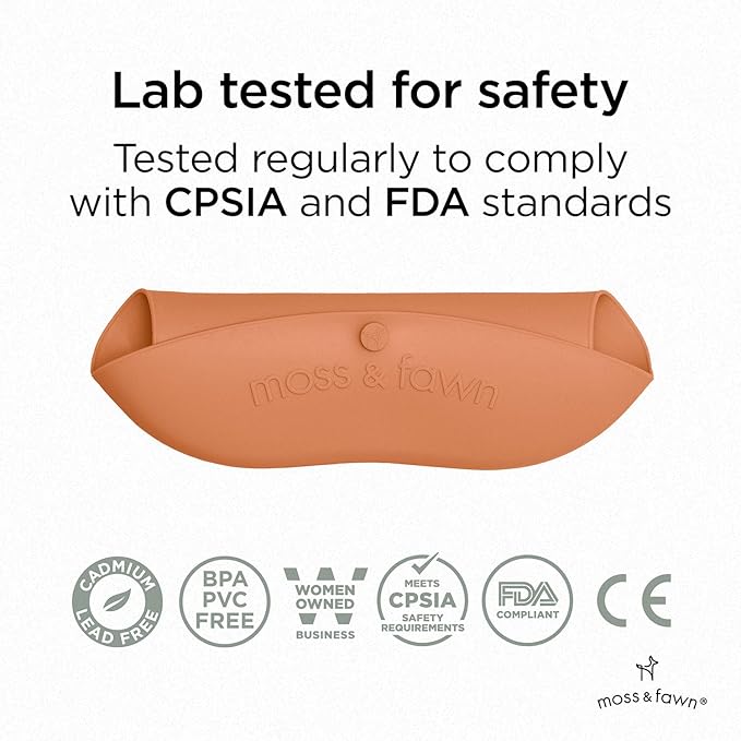 Moss and Fawn Gather & Roll Bib - Washable Waterproof Silicone Baby Feeding Bib - BPA, Lead, & PVC-Free