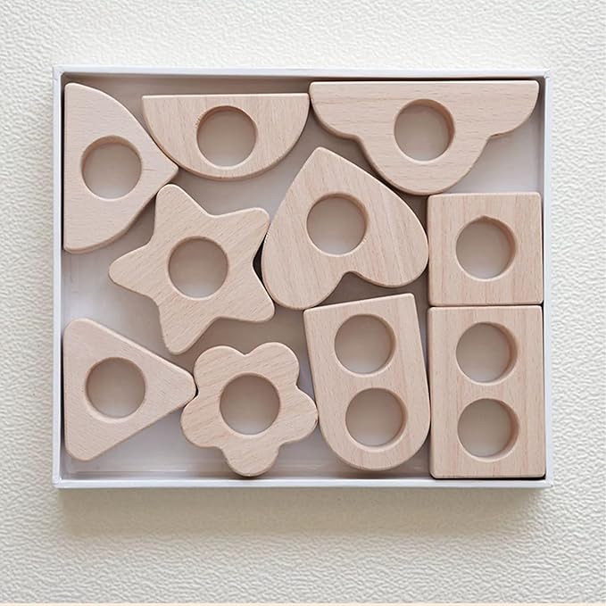 22PCS Wooden Colorful Acrylic Cylindrical Blocks Set, Acrylic Shape Inlay Toy Educational Light Shadow Construction Building Block Toy for Kids (22PCS Shape Inlay)