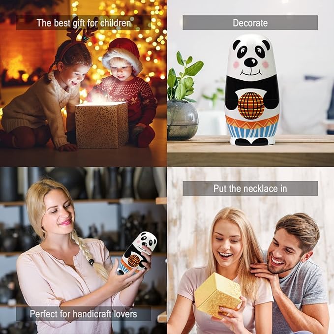 Tphon Nesting Dolls Wooden Russian Matryoshka Dolls for Toddlers Kids Handmade Toys Stacking Doll Set for Children Christmas Birthday Decoration Halloween Wishing Gift