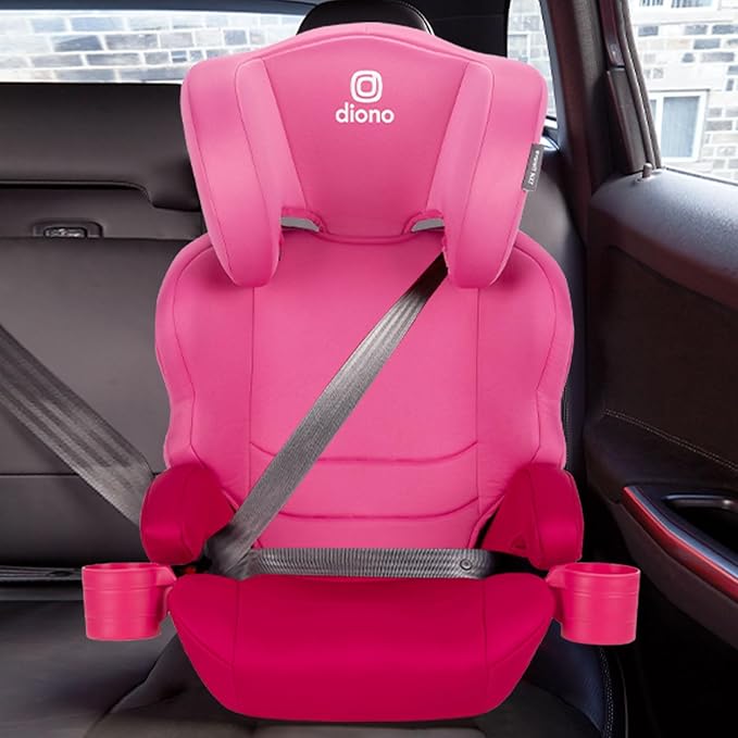 Diono Everett NXT High Back Booster Car Seat with Rigid Latch, Lightweight Slim Fit Design, 8 Years 1 Booster Seat, Pink Cotton Candy